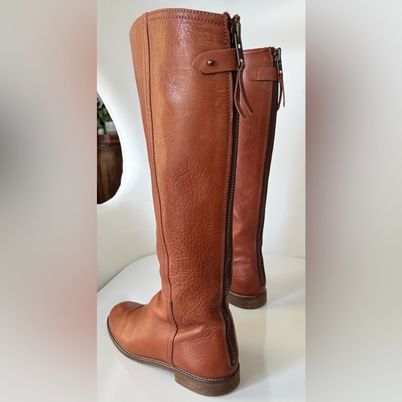 Madewell Sidney Chestnut Brown Knee High Back Zip Tall Riding Boots Size 8 - Picture 3 of 16